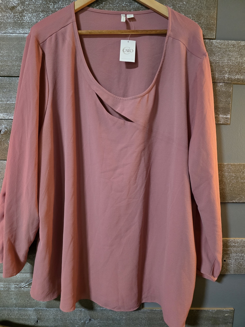Cato Dusty Rose 3/4 Sleeve Scoop Neck Blouse